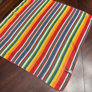 Vtg 60’s - 70’s Ray Strauss Colorful Striped Retro Pocket Square Neck Scarf USA